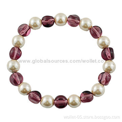Charming Women's Beaded Bracelet with Agate and White Anion Bead, Cheap, Wholesale